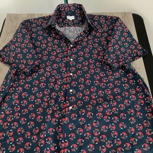 Maus & Hoffman Men’s Button Shirt Nautical Anchor Print Made In USA XXL